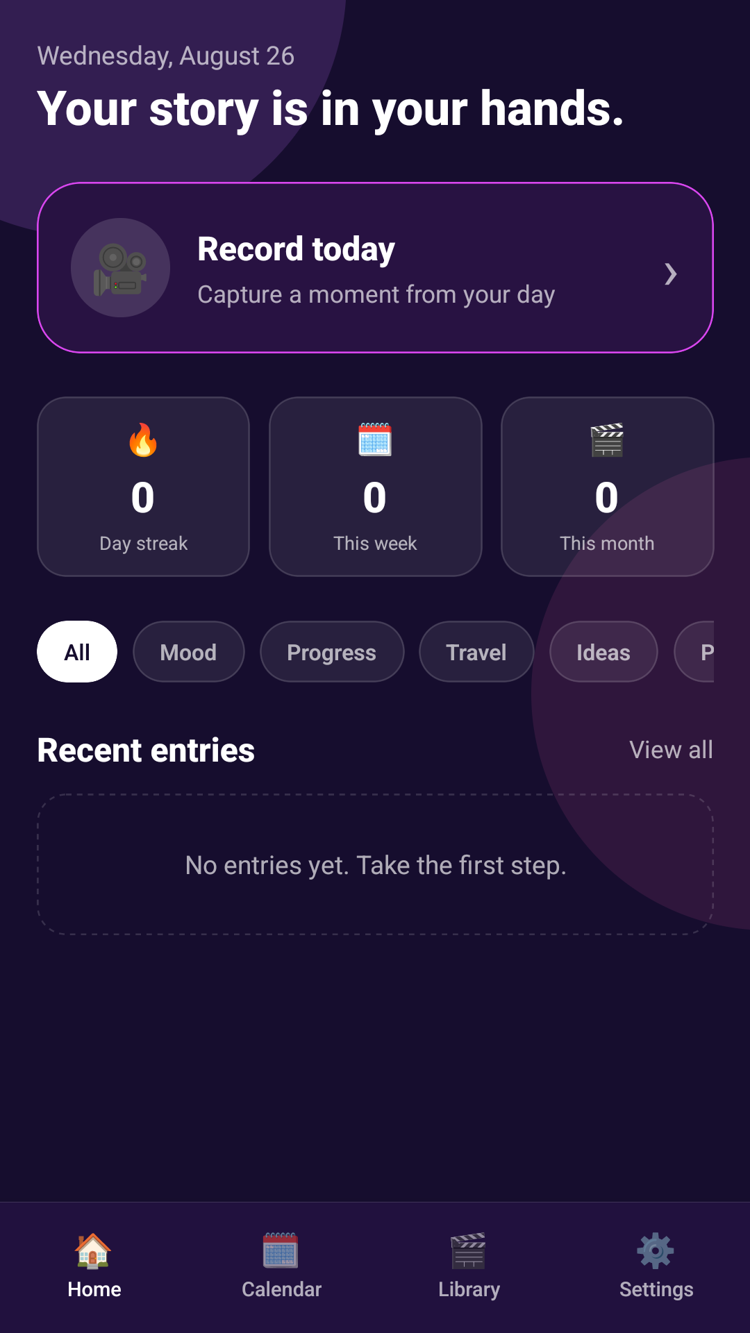 Video Diary Pro home screen